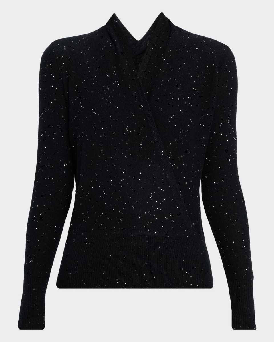 Faux Wrap Sequin Knit Sw